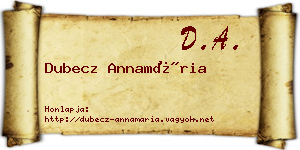 Dubecz Annamária névjegykártya